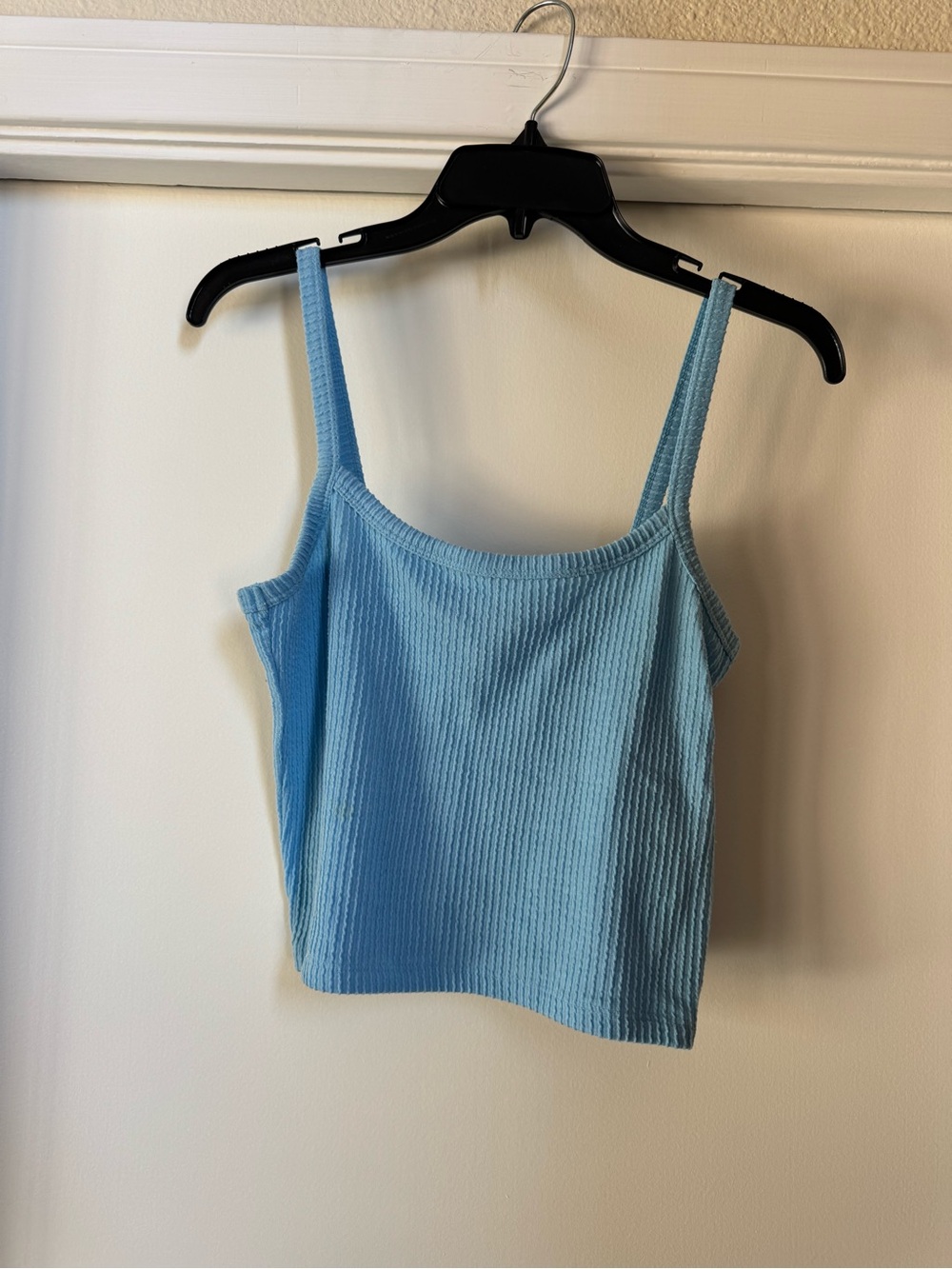 Forever 21 Light Blue Ribbed Crop Tank Top